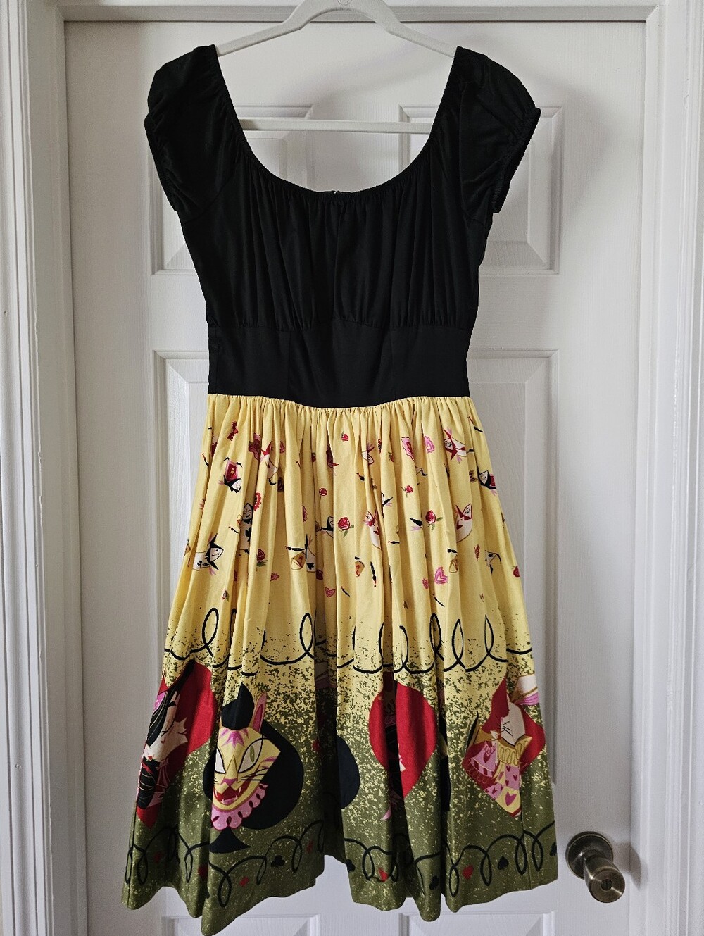 RARE Pinup Girl Clothing LYDIA Dress - Mary Blair Alice in Wonderland Print - S